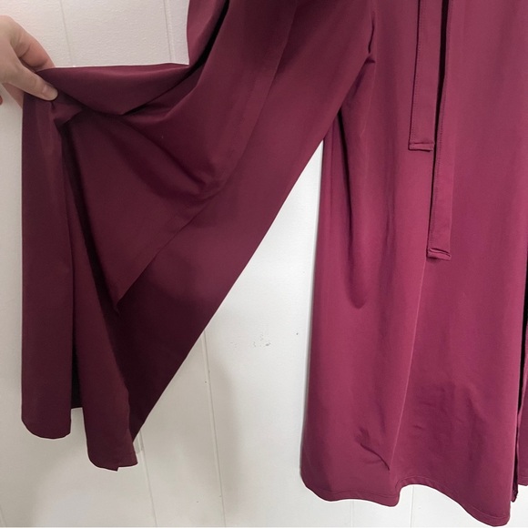 Wrap Pants Jersey Knit Tie Waist Wide Leg Maroon Women's Size XL - Picture 2 of 7